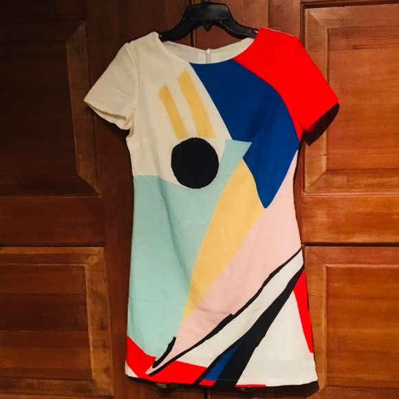 Dresses & Skirts - NWOT geometric multicolored shift mini dress Sz S